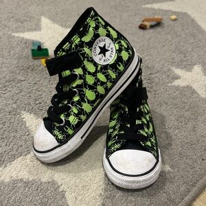Converse Kids Black and Neon Green High-Tops